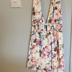 Plunging V floral romper